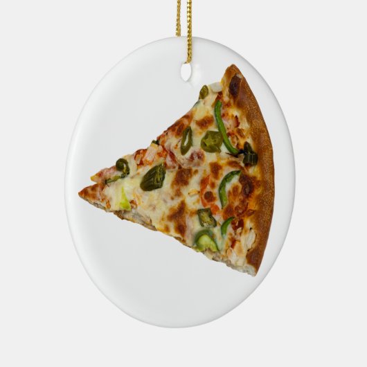 Spicy Pizza Slice Ceramic Round-kerstversiering Keramisch Ornament (Rechts)