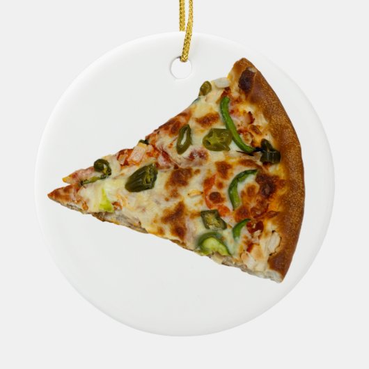 Spicy Pizza Slice Ceramic Round-kerstversiering Keramisch Ornament (Voorkant)