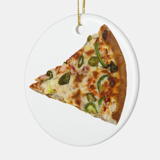 Spicy Pizza Slice Ceramic Round-kerstversiering Keramisch Ornament (Links)
