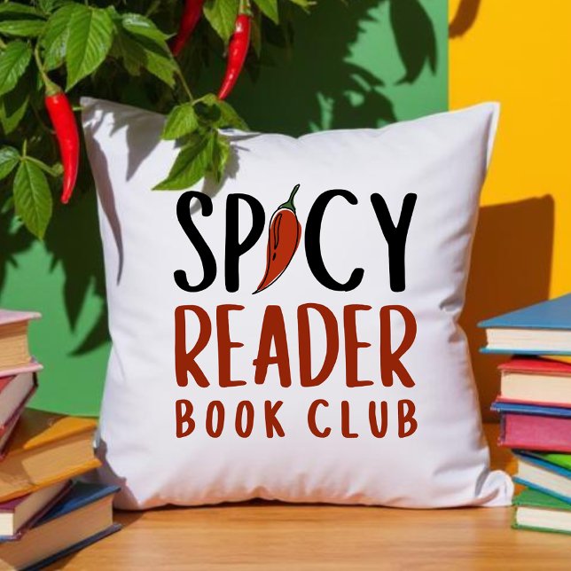 Spicy Reader Boekclub Chilli Typografie Cadeau Kussen (Creator heeft geüpload)