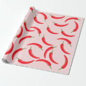 Spicy Red Chili Pattern Cadeaupapier (Uitgerold)