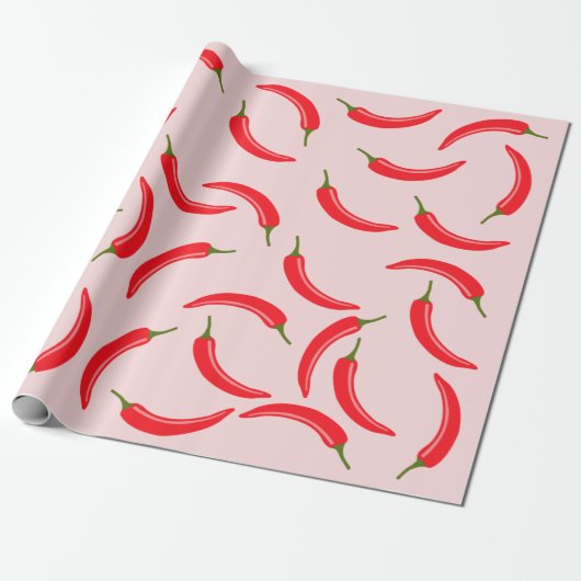 Spicy Red Chili Pattern Cadeaupapier (Uitgerold)