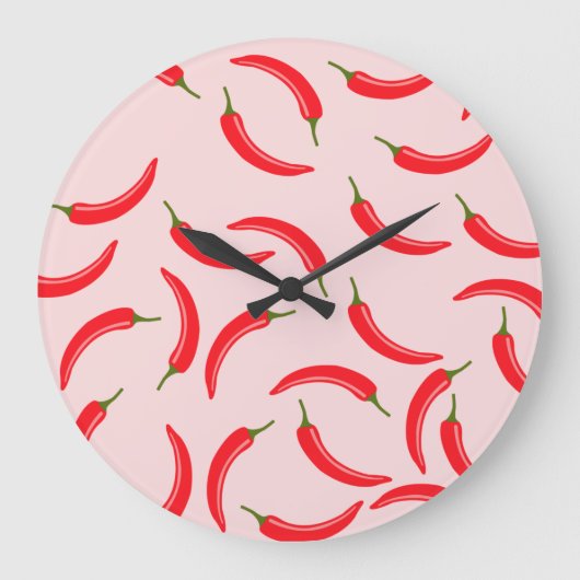 Spicy Red Chili Pattern Grote Klok (Voorkant)