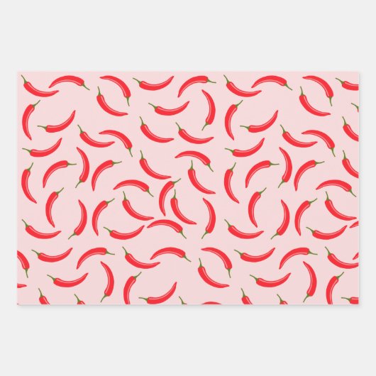 Spicy Red Chili Pattern Inpakpapier Vel (Voorkant 2)