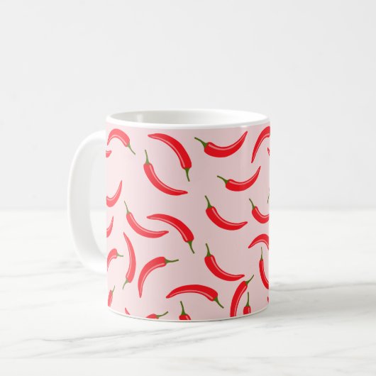 Spicy Red Chili Pattern Koffiemok (Voorkant links)