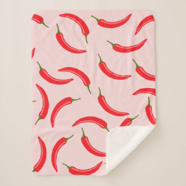 Spicy Red Chili Pattern Sherpa Deken