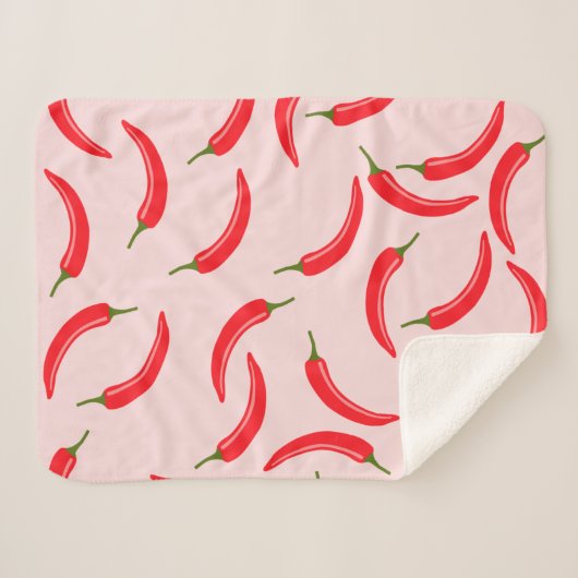 Spicy Red Chili Pattern Sherpa Deken (Voorkant (horizontaal))