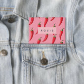 Spicy Red Chili Pepper Patroon op roze achtergrond Button (Insitu)