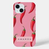 Spicy Red Chili Pepper Patroon op roze achtergrond Case-Mate iPhone Case (Achterkant)