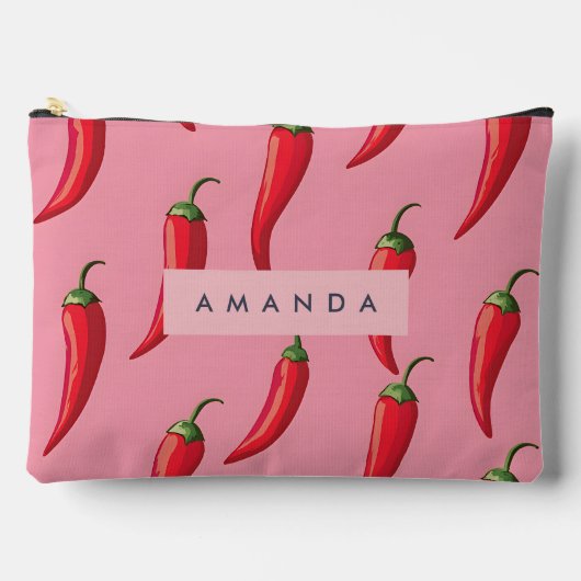 Spicy Red Chili Pepper Patroon op roze achtergrond Etui (Voorkant)