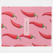 Spicy Red Chili Pepper Patroon op roze achtergrond Fleece Deken (Voorkant (Horizontaal))