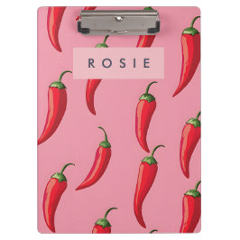 Spicy Red Chili Pepper Patroon op roze achtergrond Klembord