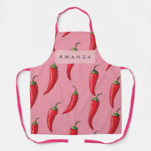Spicy Red Chili Pepper Patroon op roze achtergrond Schort (Voorkant)