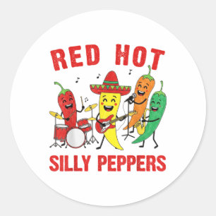 Spicy Red Hot Gekke Peppers Band Parodie Chili Win Ronde Sticker