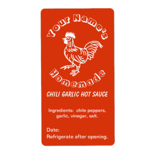Spicy Rooster Custom Hot Sauce Labels Chili Knoflo