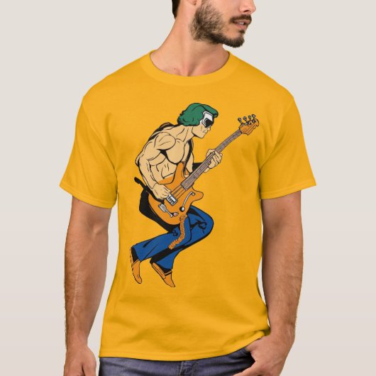Spicy Serenade: Chili Pepper Gitarist Sticker Des T-shirt (Voorkant)