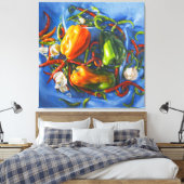 Spicy Stilleven met paprika en knoflook Canvas Afdruk (Insitu (Slaapkamer))