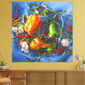 Spicy Stilleven met paprika en knoflook Canvas Afdruk (Insitu (Woonkamer))