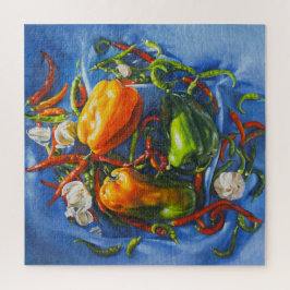 Spicy Stilleven met paprika en knoflook Legpuzzel