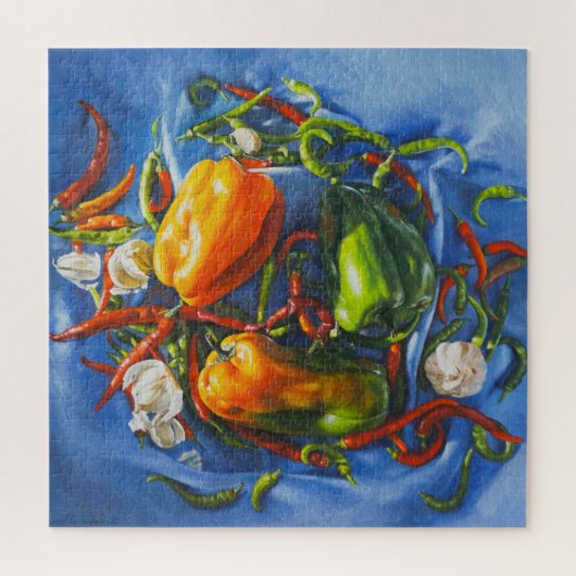 Spicy Stilleven met paprika en knoflook Legpuzzel (Verticaal)