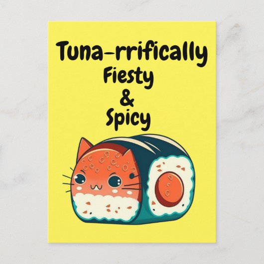 Spicy Tuna Cat - Tuna offally Feisty & Spicy Briefkaart (Voorkant)