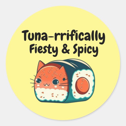 Spicy Tuna Cat - Tuna offally Feisty & Spicy Ronde Sticker (Voorkant)