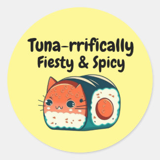 Spicy Tuna Cat - Tuna offally Feisty & Spicy Ronde Sticker