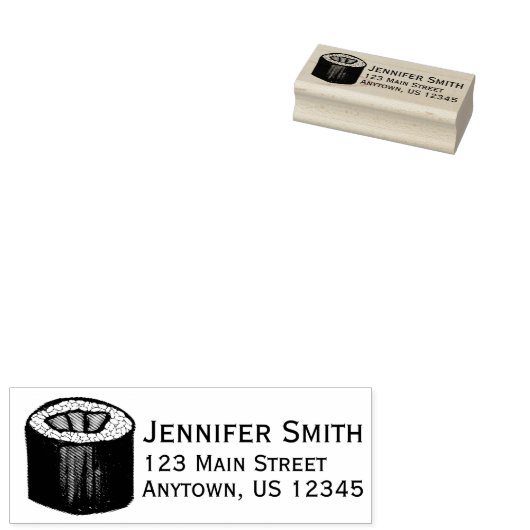 Spicy Tuna Sushi Roll Japans adres Rubberstempel (Gestempeld)