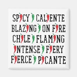 Spicy Words Chili Pepper Design Magneet