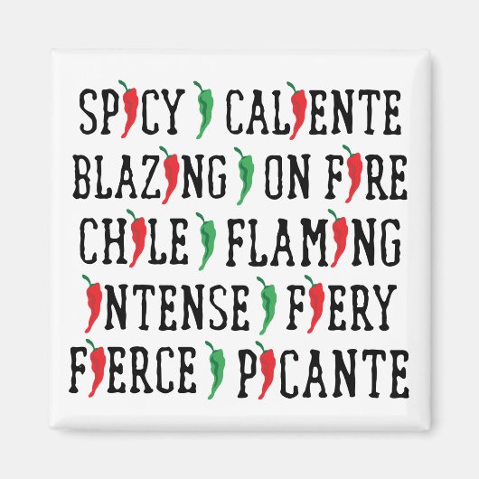 Spicy Words Chili Pepper Design Magneet (Voorkant)