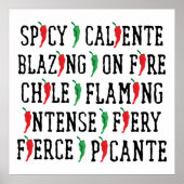 Spicy Words Chili Pepper Design Poster (Voorkant)