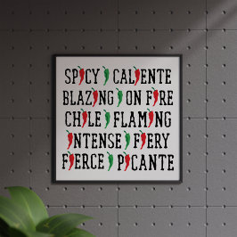 Spicy Words Chili Pepper Design Poster