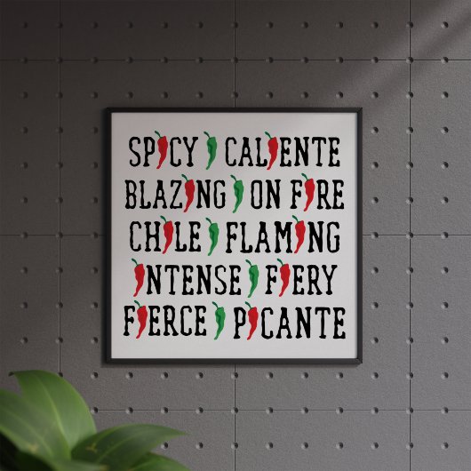 Spicy Words Chili Pepper Design Poster