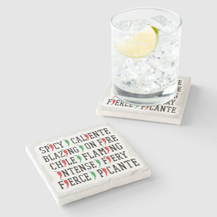 Spicy Words Chili Pepper Design Stenen Onderzetter