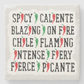 Spicy Words Chili Pepper Design Stenen Onderzetter (Voorkant)