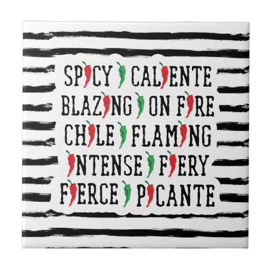 Spicy Words Chili Pepper Design Tegeltje (Voorkant)
