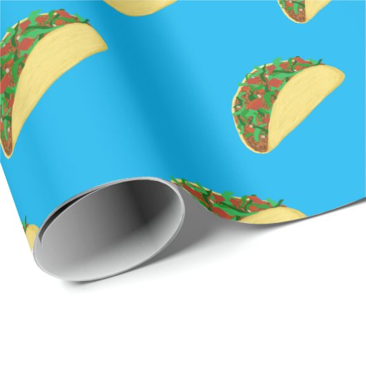 Spicy! Yummy Taco Pattern op Blue Cadeaupapier (Rol Hoek)