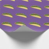 Spicy! Yummy Taco Pattern op Paars Cadeaupapier (Hoek)