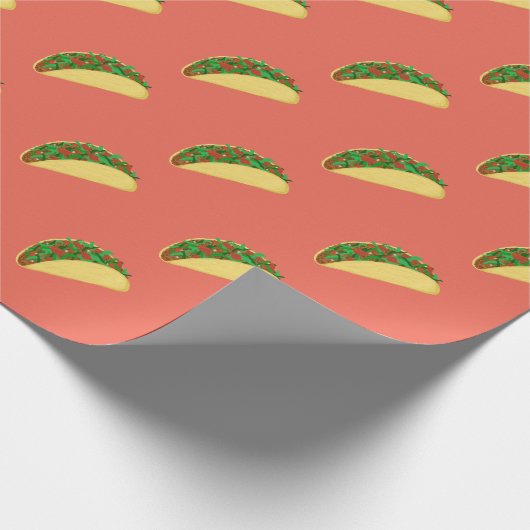 Spicy! Yummy Taco Pattern op Red Cadeaupapier (Hoek)