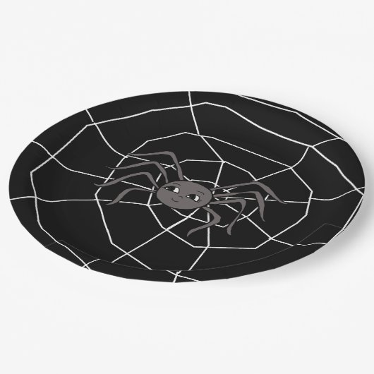 Spider and Spider Web Halloween Party Papieren Bordje (Gekanteld)