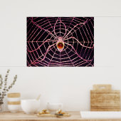 SPIDER AND WEB Red Ruby Gemstone Black Poster (Keuken)