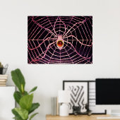 SPIDER AND WEB Red Ruby Gemstone Black Poster (Thuiskantoor)