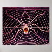 SPIDER AND WEB Red Ruby Gemstone Black Poster (Voorkant)