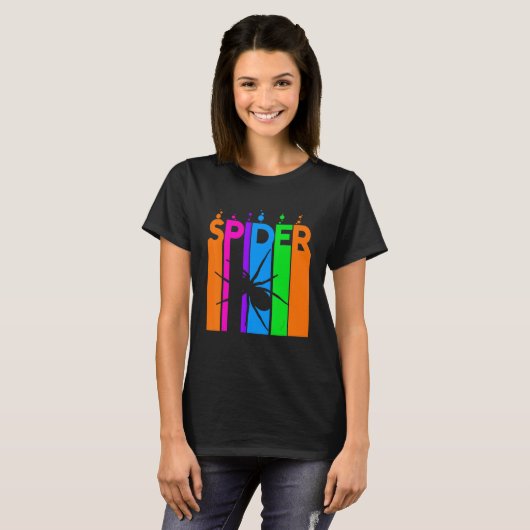 Spider Animal Rainbow Bubble met Silhouette T-shirt (Voorkant volledig)