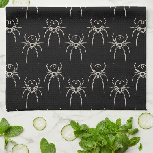 Spider - Bat Black en Bone White Theedoek (Gevouwen)