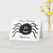 Spider Birthday Kaart (Gele Bloem)