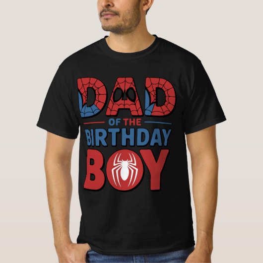 Spider Birthday Party Vader van de Verjaardag Jong T-shirt (Voorkant)