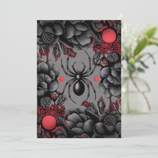 Spider Bloemen ontwerp Gotische stijl Bedankkaart (Staand voorkant)