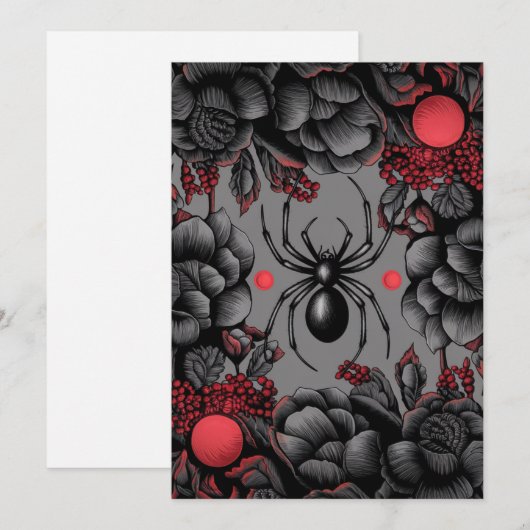 Spider Bloemen ontwerp Gotische stijl Bedankkaart (Voorkant / Achterkant)
