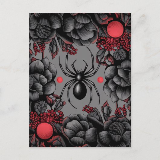 Spider Bloemen ontwerp Gotische stijl Briefkaart (Voorkant)